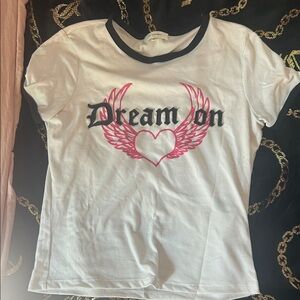 Women's White and Black Graphic Tee